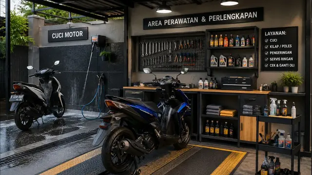 Tempat Cuci Motor Multifungsi