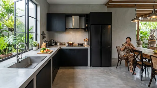 Desain Rumah Lantai Semen Ekspos Halus, Terlihat Elegan, Bersih dan Bikin Nyaman Model dengan Lantai Plester Halus Anti Noda