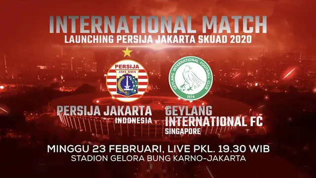 Berita video laga persahabatan Persija Jakarta melawan Geylang International FC yang disiarkan live exclusive di Indosiar dan Vidio pada Minggu (23/2/2020).