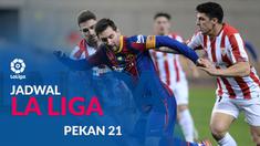 Berita motion grafis jadwal Liga Spanyol 2020/2021 pekan ke-21, Barcelona ditantang Athletic Bilbao.
