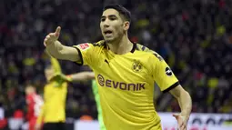 2. Achraf Hakimi (36,3 kmph) - Pemain yang baru bergabung dengan Inter Milan ini memiliki kemapuan passing dan dribbling yang luar biasa di. Achraf Hakimi tercatat mampu berlari dengan kecepatan mencapai 36,3 kmph. (AFP/Ina Fassbender)