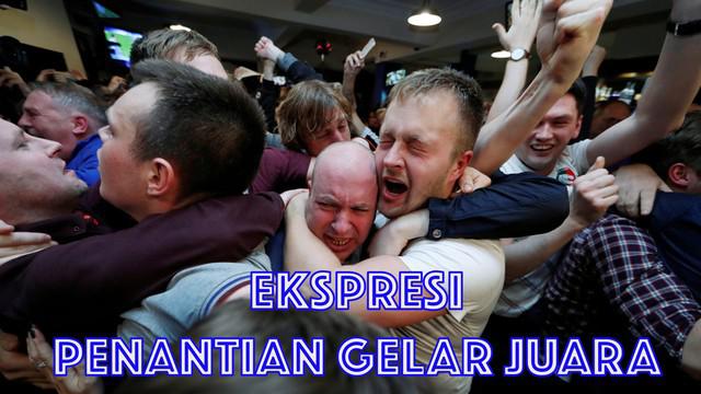 Para pemain Leicester City sontak merayakan gelar Premier League pertama kali setelah Chelsea menahan imbang Tottenham Hotspur di Stamford Bridge (2/5/2016). Ekspresi luar biasa atas penantian gelar pertama selama 132 tahun sejarah The Foxes.