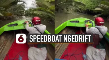 Momen asyik dibagikan oleh video ini ketika seorang pemuda melakukan aksi ngedrift gunakan speedboat di sungai. Seperti film Fast Furious.
