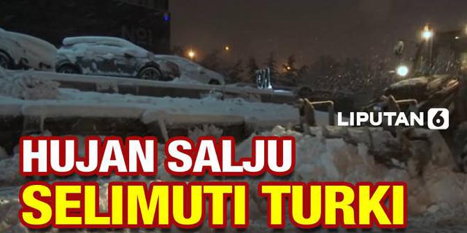 VIDEO: Hujan Salju Lebat di Turki, Lalu Lintas Darat dan Udara Terganggu