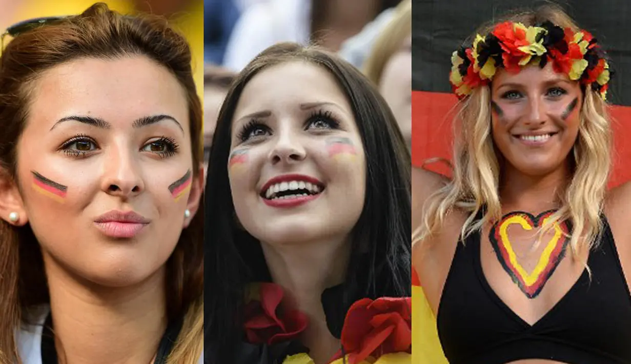 Jerman bukan hanya dianugerahi pemain yang berbakat. Mereka juga dianugerahi fans yang cantik (AFP Photo)