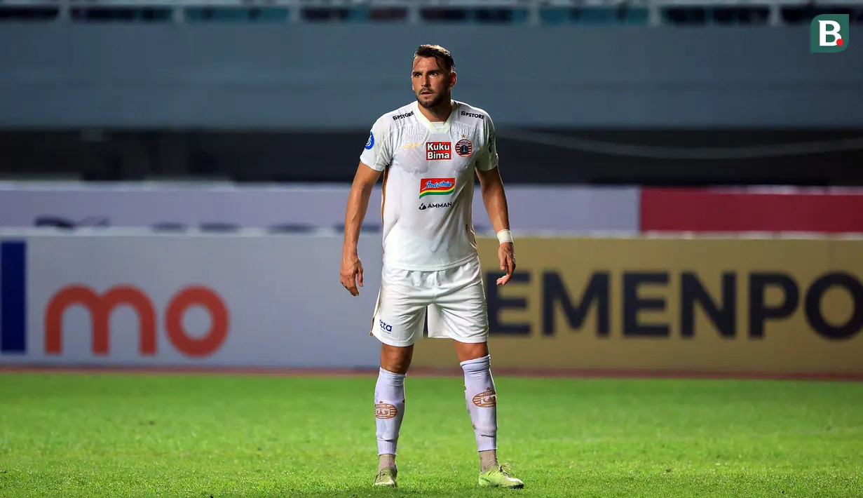 Pemain Persija Jakarta, Marko Simic pada laga pekan kedua BRI Liga 1 2023/2024 melawan Persikabo 1973 di Stadion Pakansari, Cibinong, Bogor, Minggu (9/7/2023). (Bola.com/M Iqbal Ichsan)