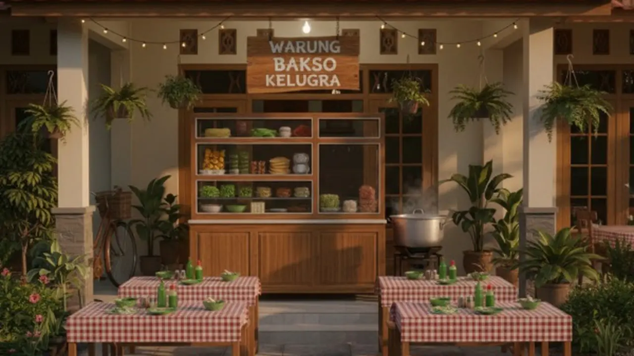 Desain Warung Bakso di Teras Rumah
