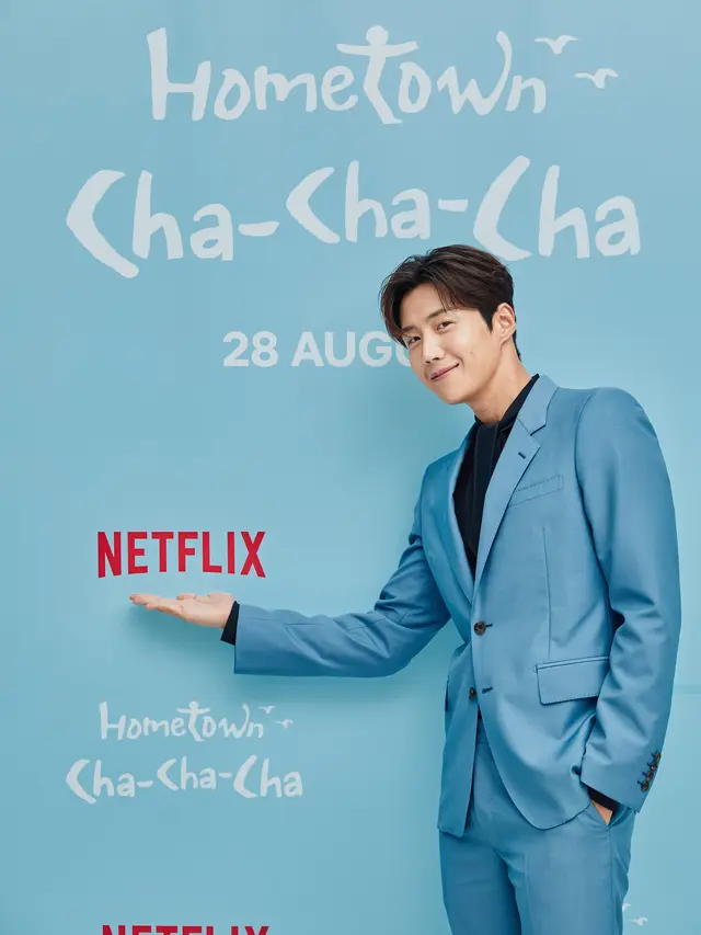 Kim Seon Ho dalam konferensi pers Hometown Cha-Cha-Cha. (Netflix)