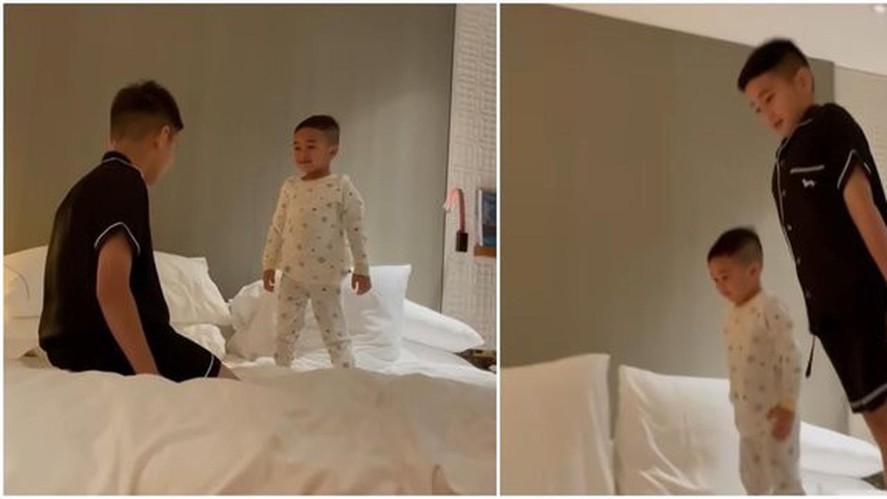 Jumpalitan Sebelum Tidur, Ini Momen Kocak Rafathar dan Cipung yang Bikin Gemas