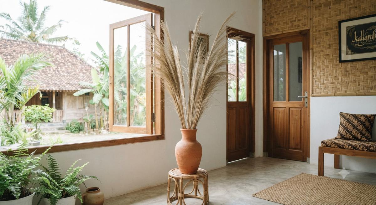 Tanaman kering yang tidak mudah berdebu untuk dekorasi rumah sebagai pilihan cerdas penghias ruangan minimalis model red grass