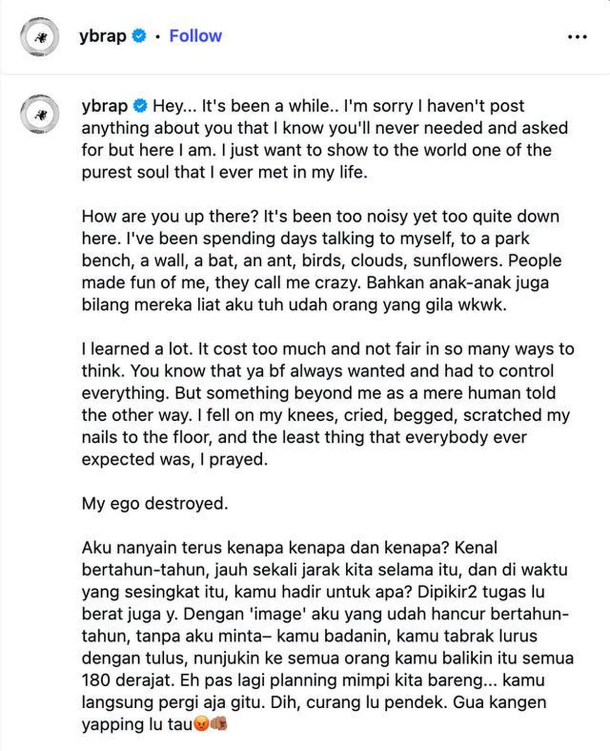 Surat Untuk Lula Lahfah dari Reza Arap: Minta Izin Move On Hingga Janji Bakal Kurangi Mengeluh