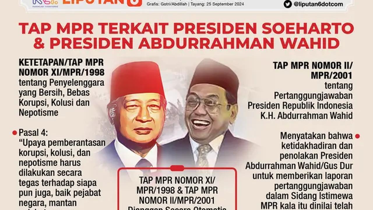 Infografis TAP MPR Terkait Presiden Soeharto dan Presiden Abdurrahman Wahid. (Liputan6.com/Gotri/Abdillah)