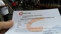 Surat keterlambatan yang dikeluarkan oleh PT KJP. (Liputan6.com/Andry Haryanto)