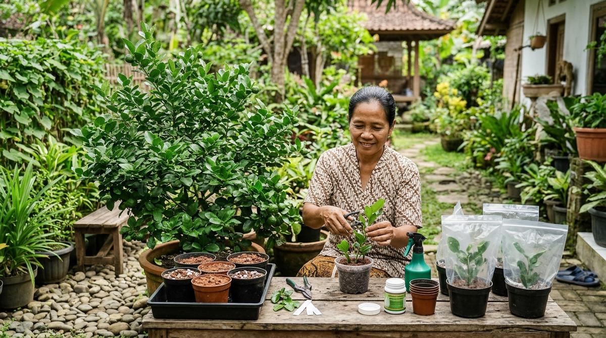 Cara Memperbanyak Daun Jeruk Purut (AI Generated)