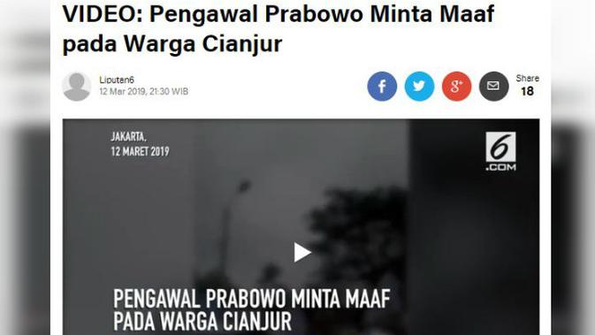 [Cek Fakta] Benarkan Prabowo Subianto Berlaku Kasar pada Warga?