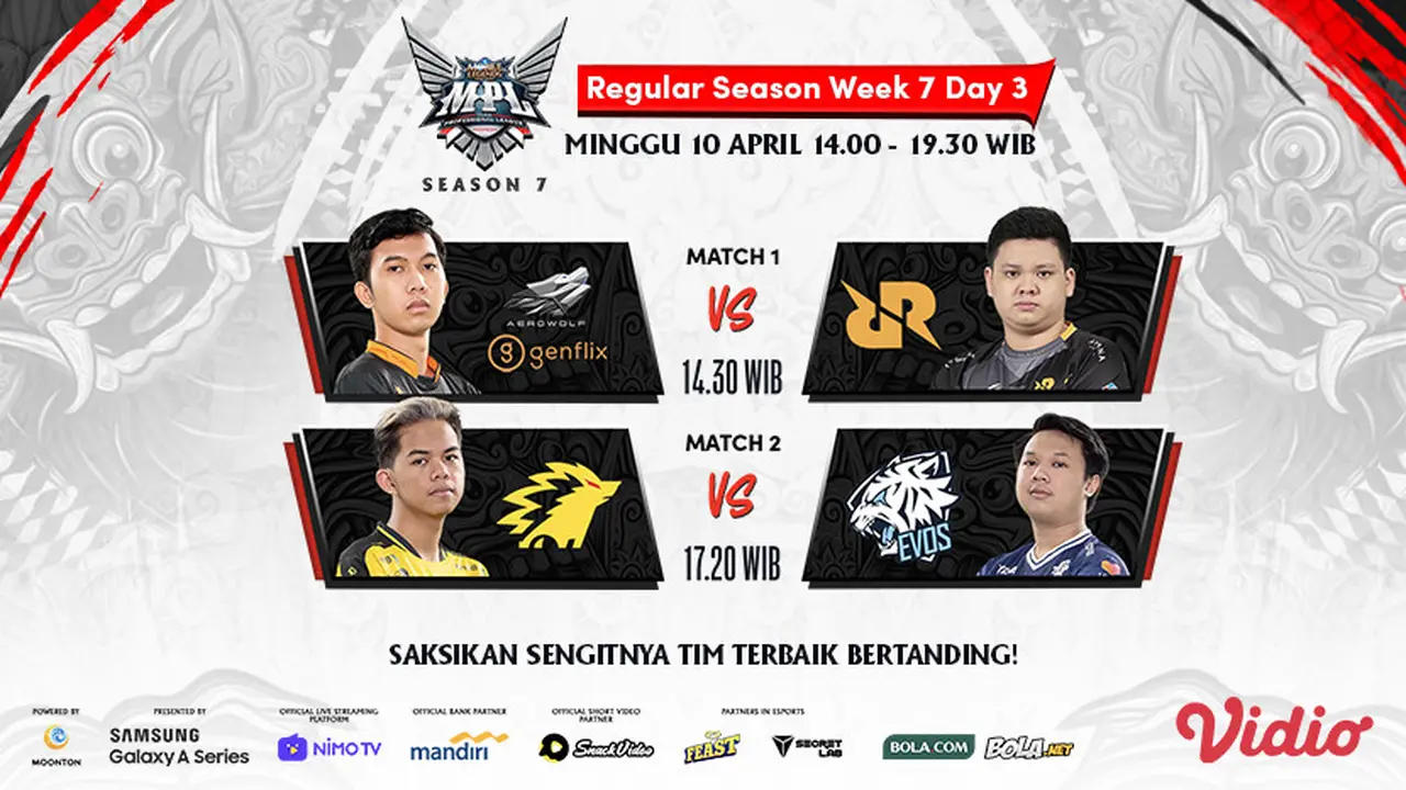 Pertandingan MPL Season 7 Minggu 11 April 2021 di Vidio