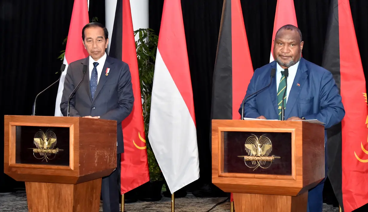 Setelah melaksanakan tête-à-tête selama kurang lebih 35 menit, Jokowi bersama dengan delegasi kemudian melakukan pertemuan bilateral dengan pemerintah Papua Nugini. (ANDREW KUTAN/AFP)