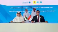 Kesepakatan antara PLN-Masdar dan PLN NP-Masdar ditandatangani di sela-sela acara Konferensi Perubahan Iklim Persatuan Bangsa Bangsa atau COP28 di Dubai, UEA Sabtu (2/12).