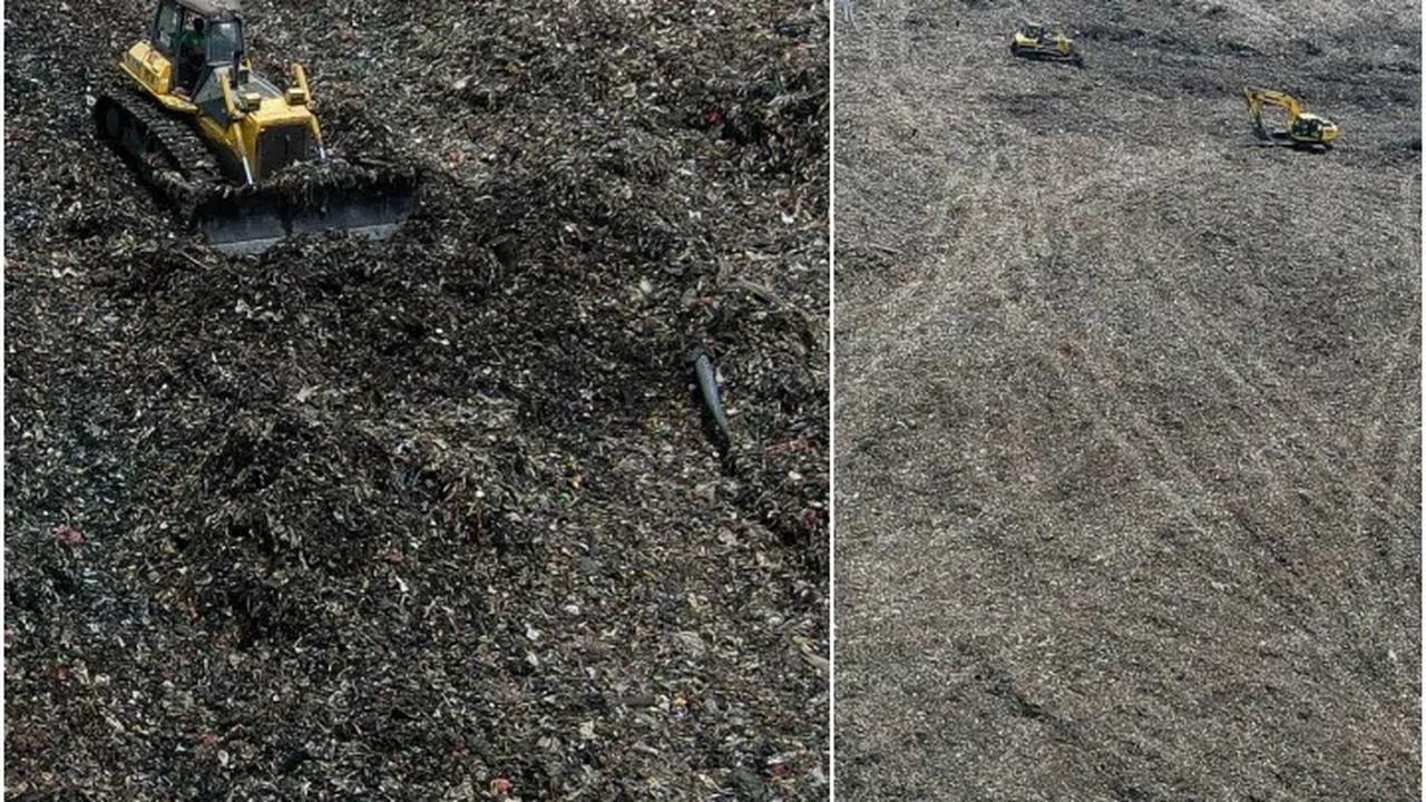 FOTO: Penampakan Gunung Sampah Bantargebang Pasca Kebakaran