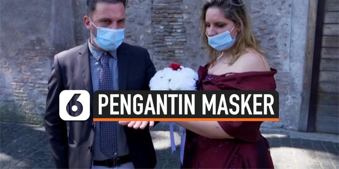 VIDEO: Menikah di Tengah Wabah Corona, Pengantin Pakai Masker