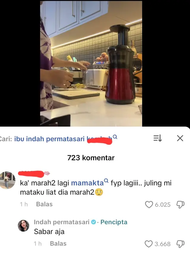 Komentar Indah Permatasari. (Foto: Dok. TikTok @inpersa16)