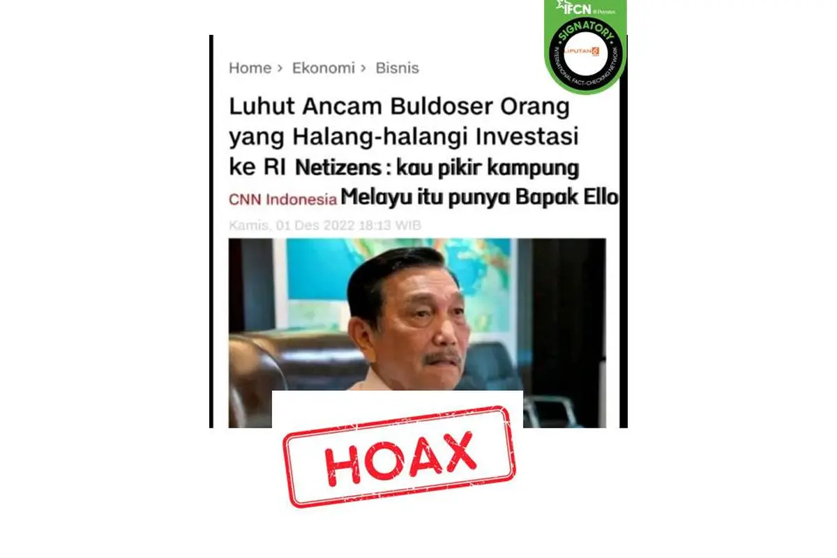 Salah satu tangkapan layar hoaks yang memanipulasi judul artikel