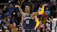 Selebrasi Ja Morant saat Grizzlies melawan Spurs pada lanjutan NBA (AP)