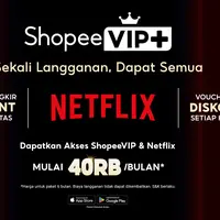 Kolaborasi Shopee dan Netflix menghadirkan pengalaman baru bagi pengguna di Indonesia, Thailand, dan Filipina melalui paket ShopeeVIP+ yang lebih lengkap. (Foto/Dok: Shopee)