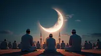 tata cara shalat gerhana bulan ©Ilustrasi dibuat Stable Diffusion