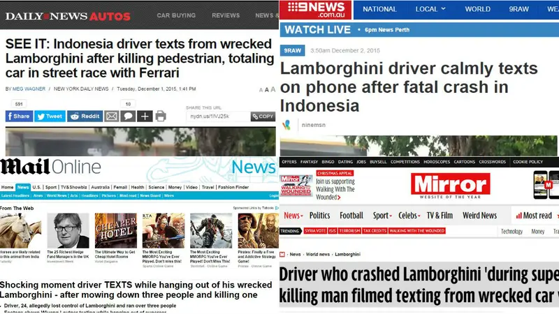 Aksi Lamborghini Maut di Surabaya Disorot Dunia