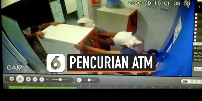 VIDEO: Rekaman CCTV Tiga Orang Pencuri Angkut Mesin ATM dengan Tangan Kosong