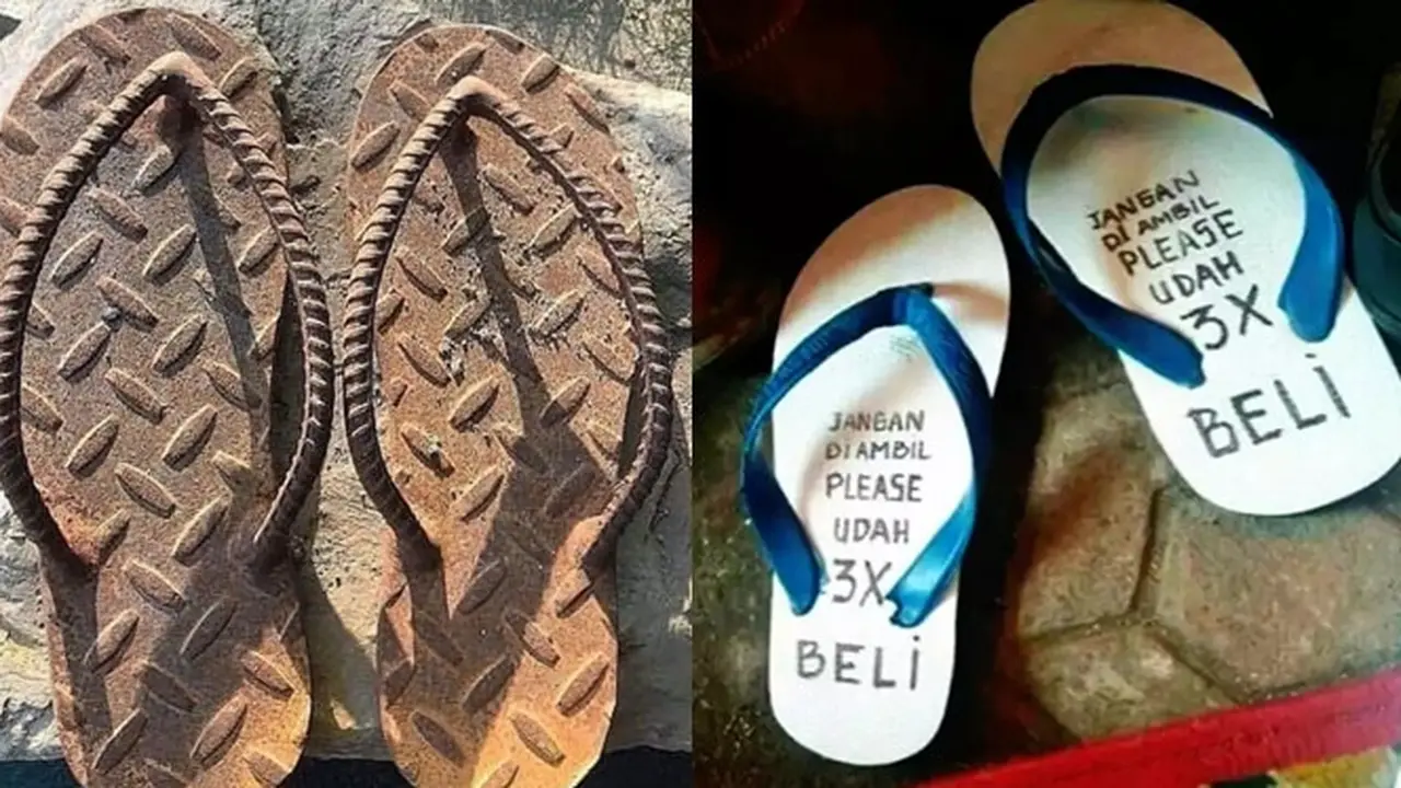 8 Potret Sandal Anti Maling ala Netizen Ini Bikin Tepuk Jidat