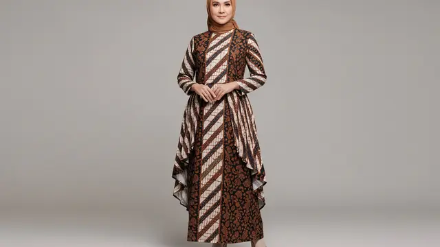 Gamis Batik Motif Lereng dengan Detail Lipit