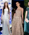 Syifa Hadju tampil anggun dalam strapless gown berwarna putih dengan detail salur mutiara yang memberi kesan klasik dan elegan. [@cuttaryofficial].