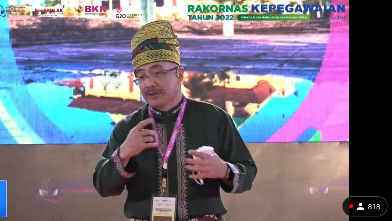 Kepala Badan Kepegawaian Negara (BKN) Bima Haria Wibisana, dalam Rakornas Kepegawaian Tahun 2022, yang dilaksanakan secara hybrid, Kamis (21/7/2022).