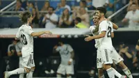 Real Madrid mengalahkan Espanyol berkat gol tunggal Marco Asensio.  (AP Photo/Paul White)