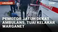 Kecelakaan pemotor di Kutai Kartanegara, Kalimantan Timur viral di media sosial. Bukan karena parahnya benturan, kecelakaan viral lantaran momen yang sangat langka. Pemotor yang ugal-ugalan tersebut kecelakaan tepat di depan ambulans yang melintas.