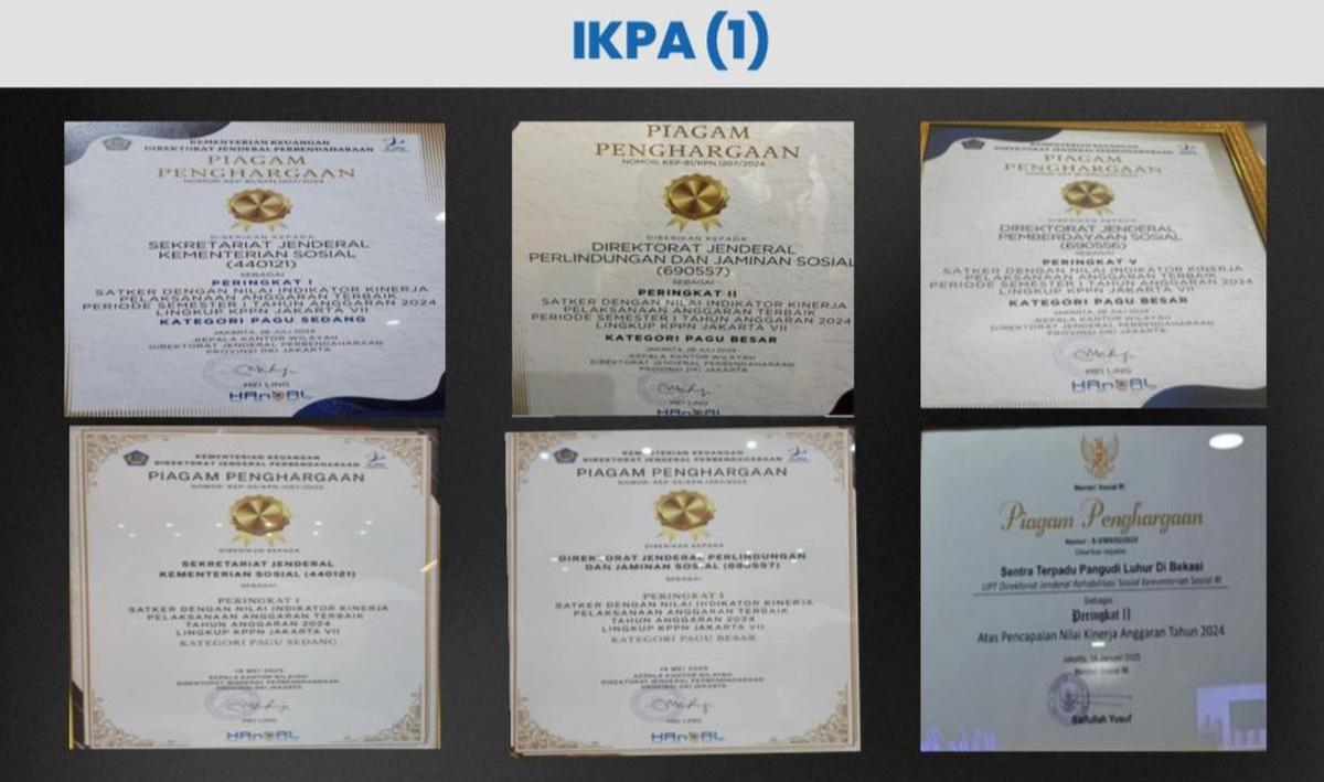 Kemensos Raih Sejumlah Penghargaan Tata Kelola Keuangan 2024–2025