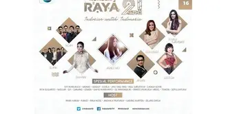 Bertabur bintang dengan kombinasi dangdut dan pop, ‘Konser Raya 21 Tahun Indosiar’ akan digelar secara spesial pada hari Senin 11 Januari 2016 tepat pukul 19.00 WIB di Istora Senayan.