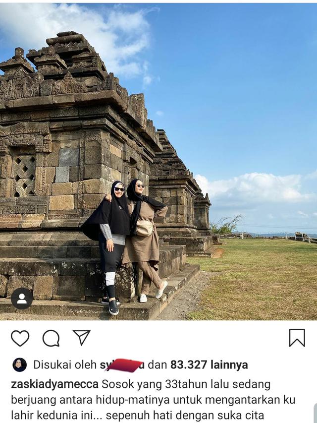Unggahan Zaskia Adya Mecca. (Foto: Instagram @zaskiadyamecca)