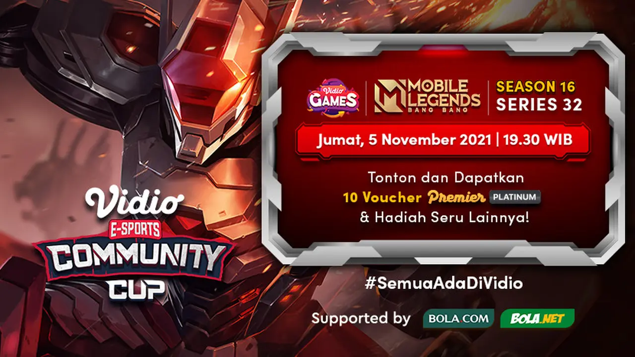 Jadwal dan Live Streaming Vidio Community Cup Season 16 Mobile Legends Series 32, Jumat 5 November 2021