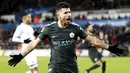 Sergio Aguero - Bomber asal Argentina ini merupakan pencetak gol terbanyak sepanjang sejarah Manchester City. Sejauh ini Aguero telah menorehkan 122 gol dan 28 assist dari 178 pertandingan di semua ajang. (AP/Nick Potts)