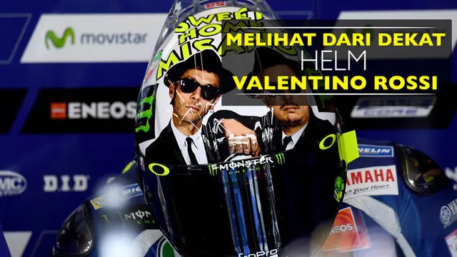 Video melihat lebih jelas helm Valentino Rossi di MotoGP San Marino 2016 beserta deskripsi lengkapnya.
