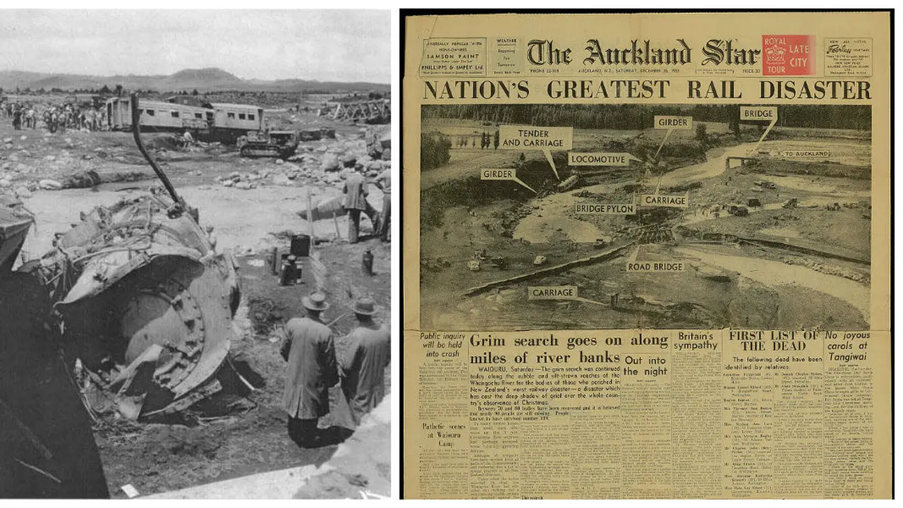 Kereta menuju Auckland, Selandia Baru mengalami celaka pada 24 Desember 1953 