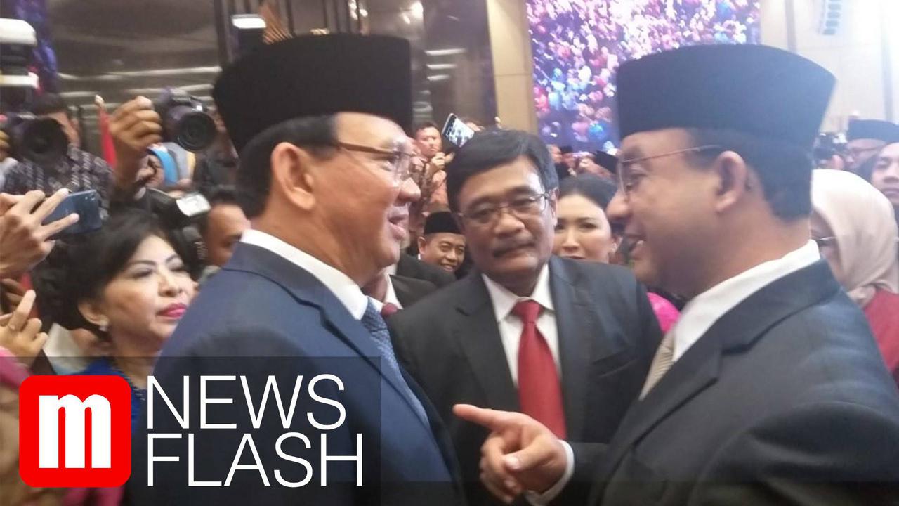 VIDEO: Momen Anies Baswedan Bertemu Ahok di Pelantikan Anggota DPRD DKI