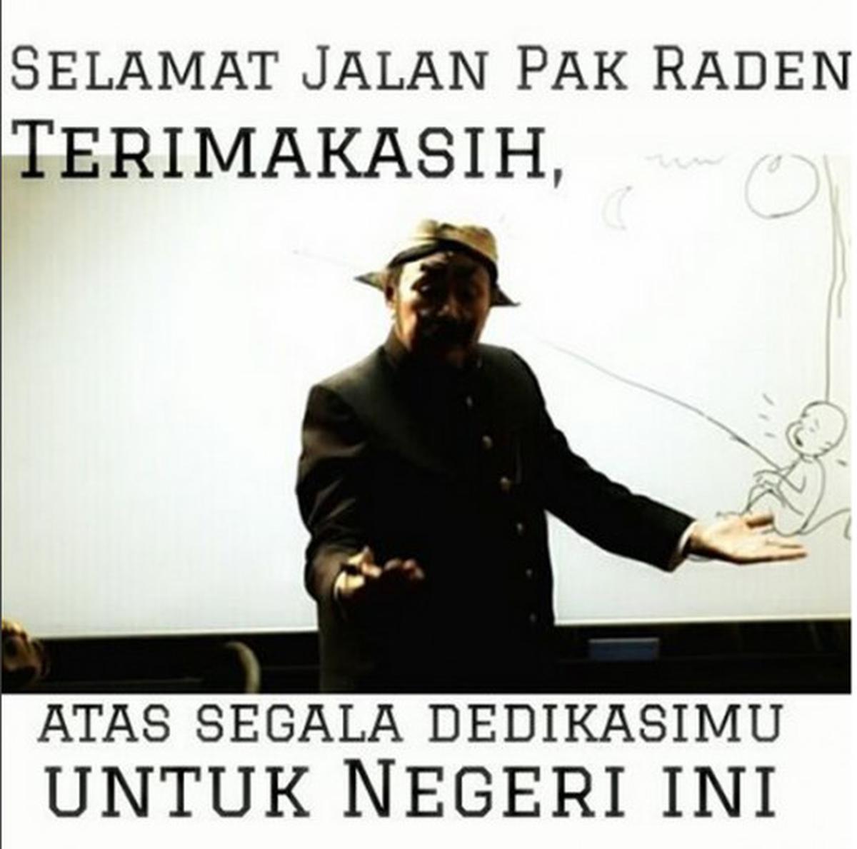 Pak Raden meninggal, meme duka cita bertebaran di dunia maya