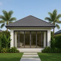 Model Rumah Gaya Tropis Minimalis 1 Lantai dengan Jendela Besar/AI