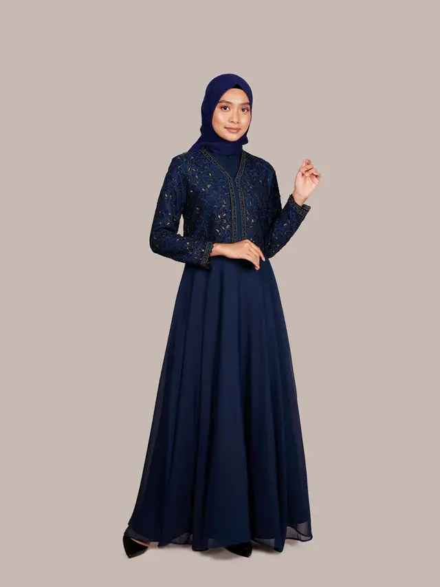 Gamis Brokat Kombinasi Sifon Modern 2025