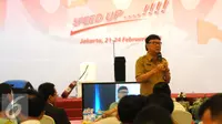 Mendagri, Tjahjo Kumolo Saat menjadi pembicara di Talk Show yang diadakan Kemenkumham, Jakarta, Senin (22/2). Talk Show yang di adakan ini bertujuan untuk kemanfaatan Hukum yang berkepastian untuk kedepan. (Liputan6.com/Helmi Afandi)