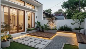 Rumah Kecil Type 45 Model Japandi dengan Taman Belakang yang Estetik/ Ilustrasi oleh AI